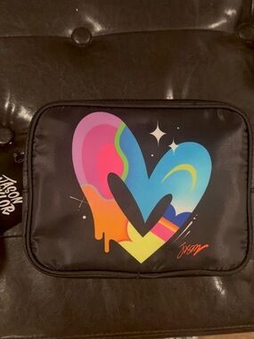 Black Cosmetic Pouch with Multicolor Heart Graphic Jason Naylor
